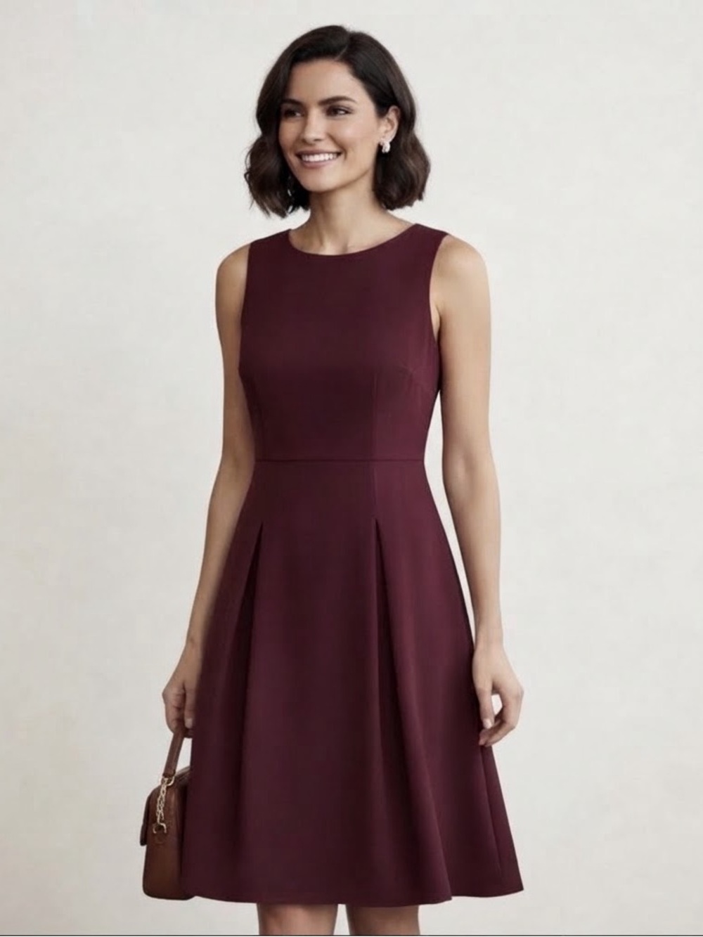 COS Sz 4 Burgundy Tailored Office Wear Sleeveless A Line Dress